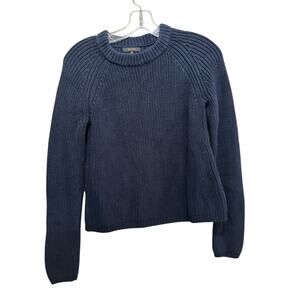 Quince Sweater 100% Organic Cotton Fisherman Crew Neck Navy Blue Size Small